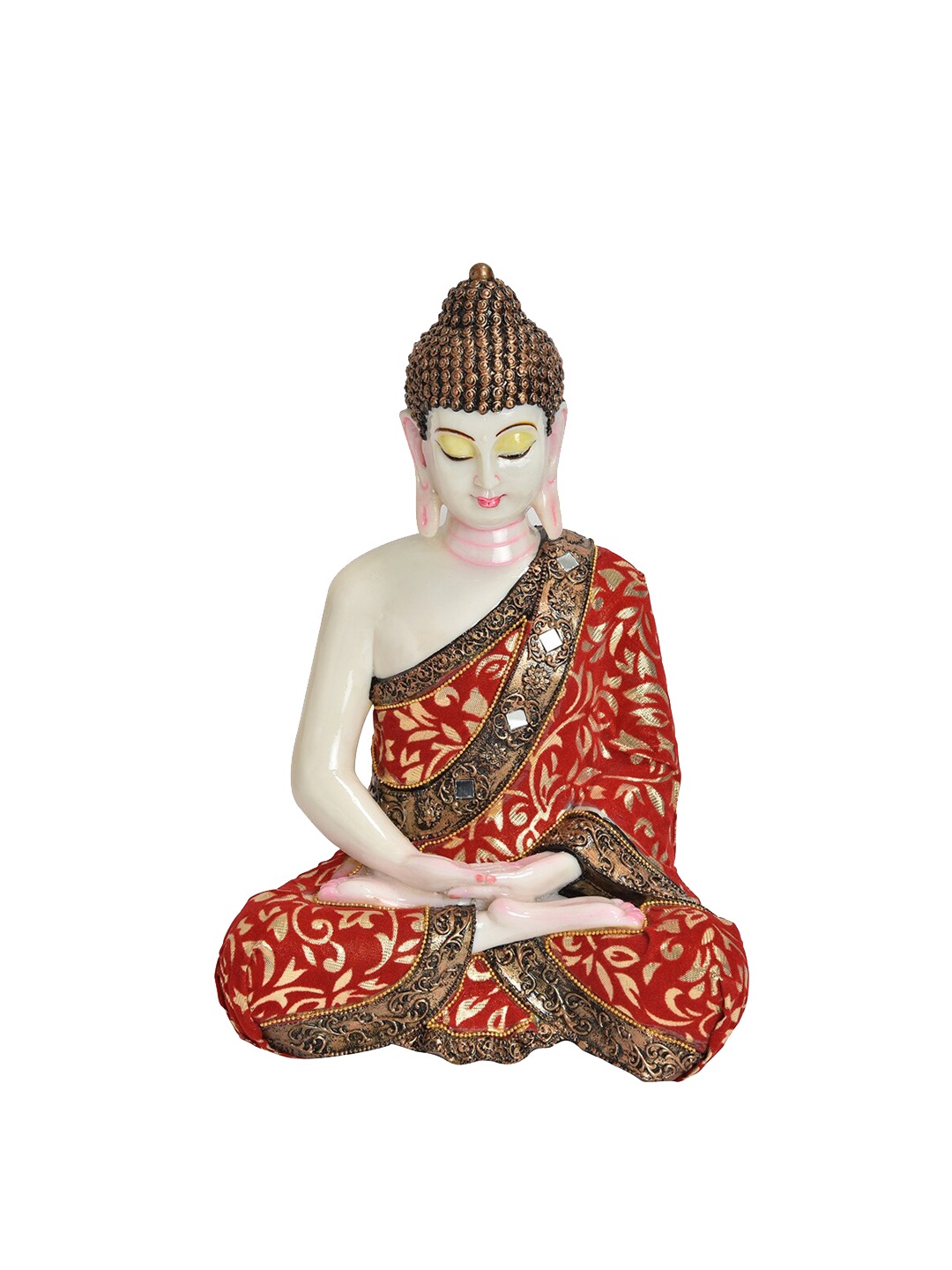 

Gifts N Greetings Red Printed Meditating Buddha Polyresin Idol Showpiece