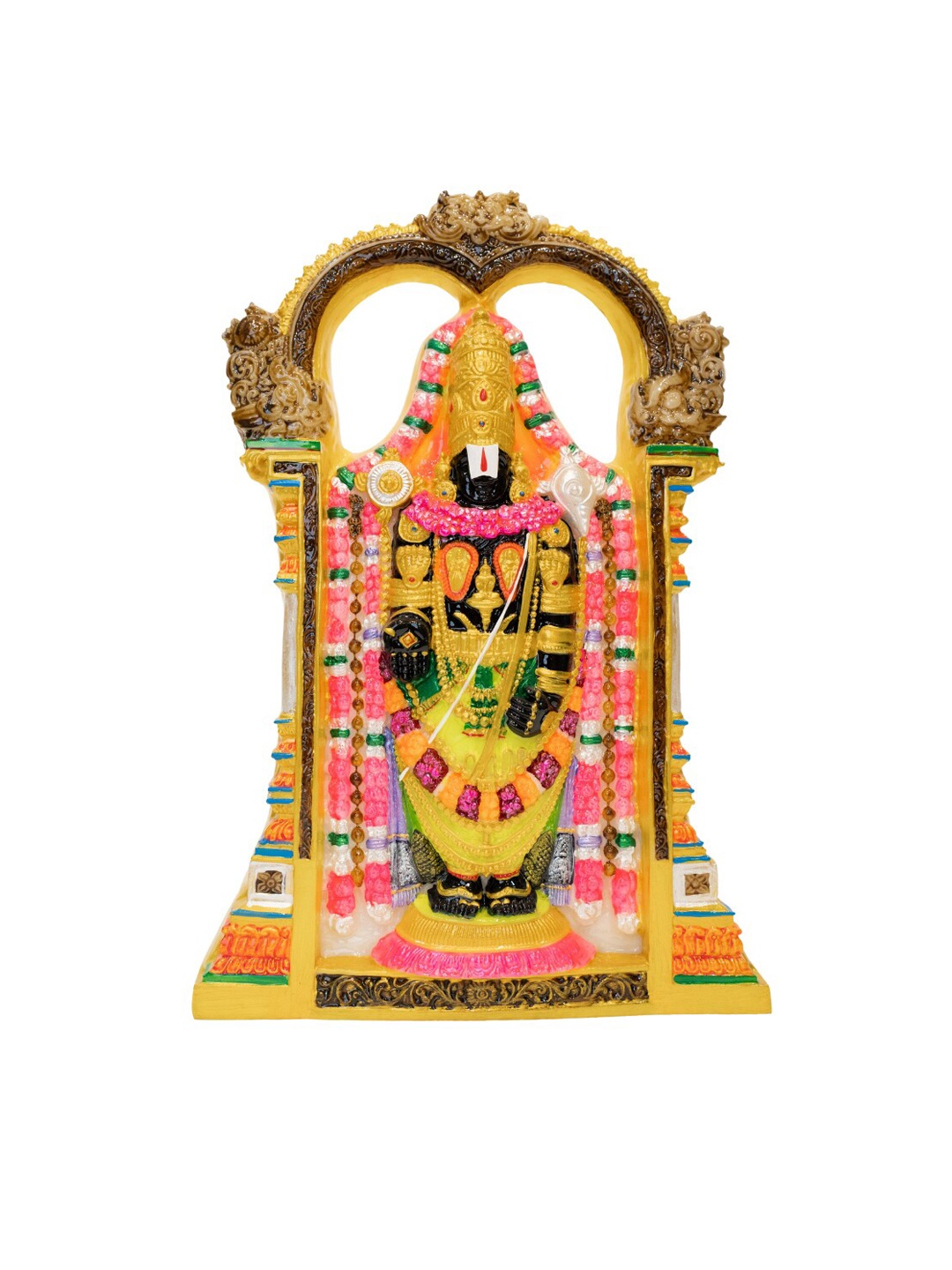 

Gifts N Greetings Black & Gold toned Printed Small Tirupati Balaji Polyresin Idol Showpiece