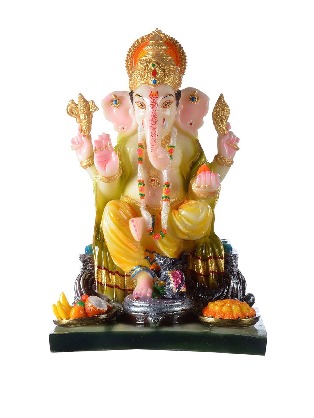 

Gifts N Greetings White Printed Laddu Ganesh Polyresin Idol Showpiece