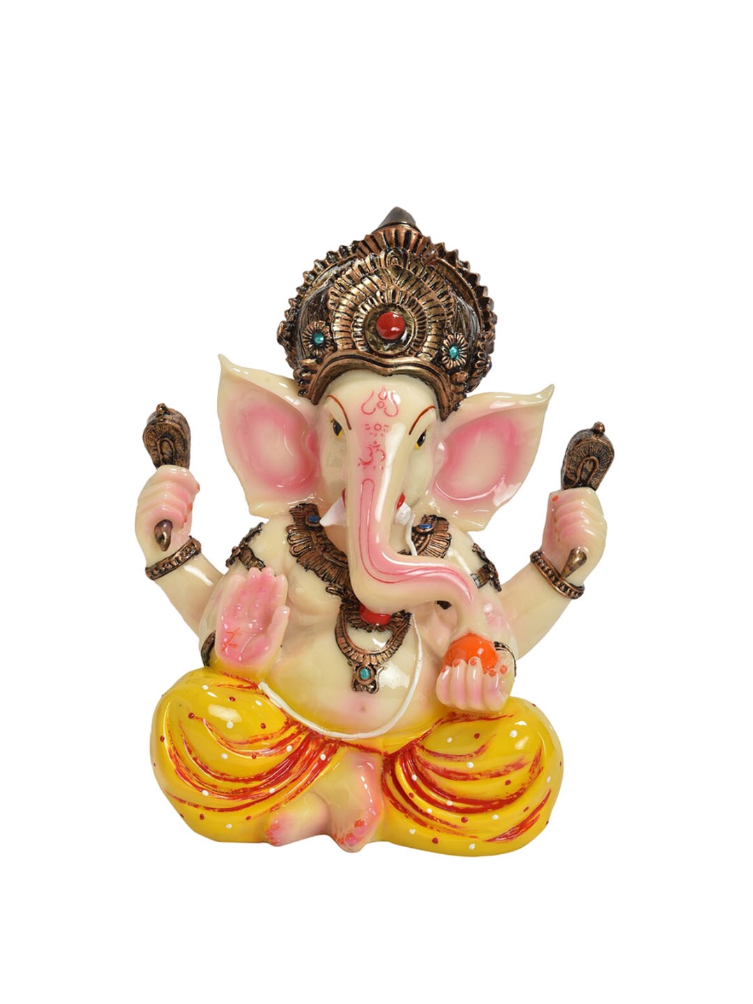 

Gifts N Greetings Cream & Pink Printed Ganesh Polyresin Idol Showpiece