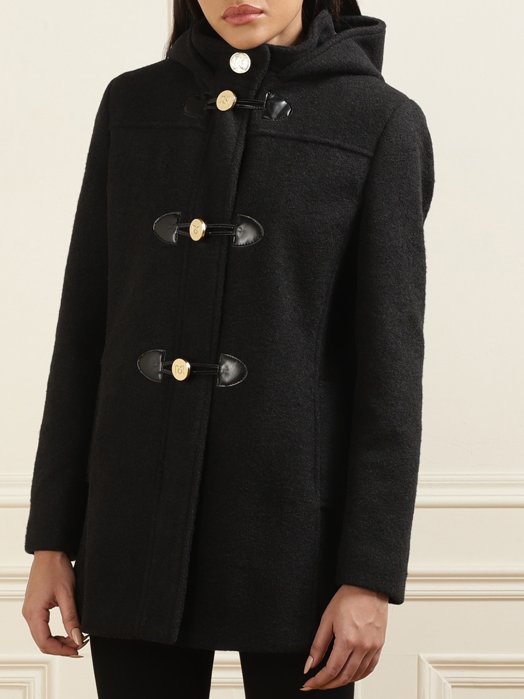 

Rinascimento Hooded Longline Tailored Jacket, Black