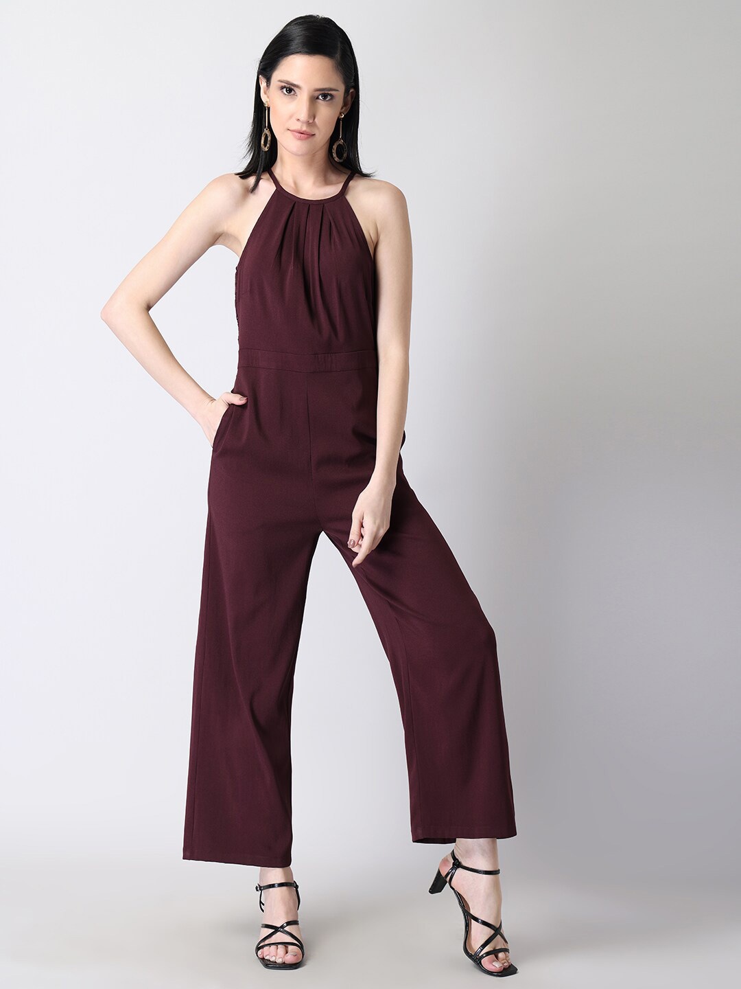 

FabAlley Maroon Shoulder Straps Basic Jumpsuit