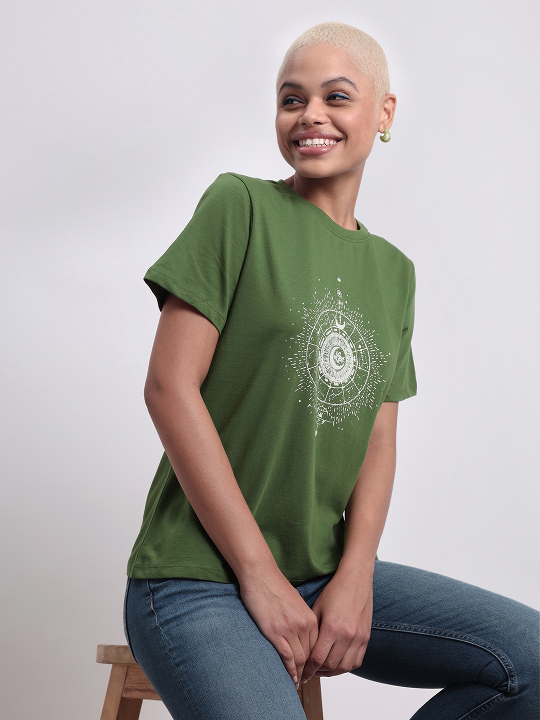 

Lee Graphic Printed Round Neck Pure Cotton T-shirt, Green
