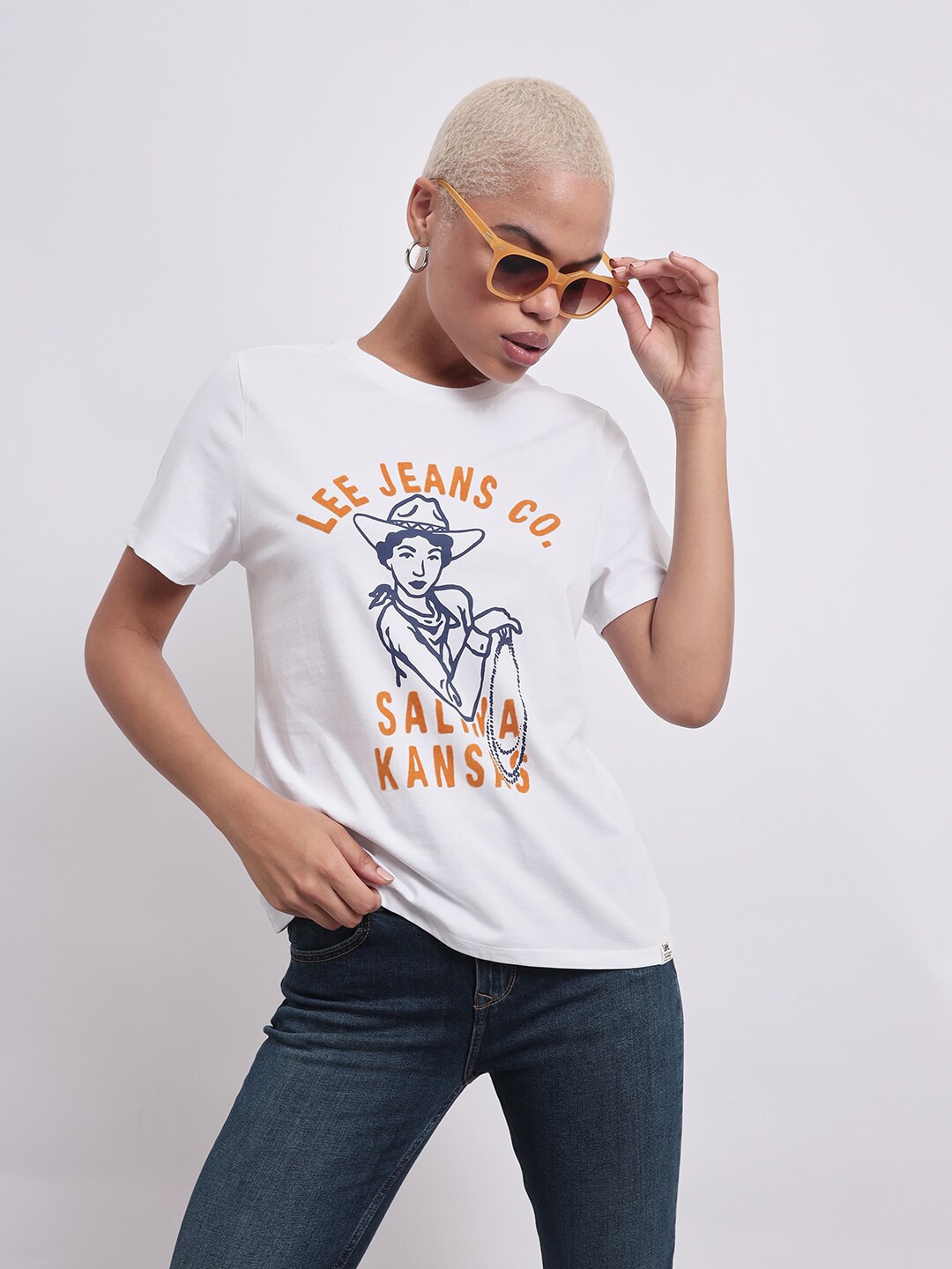 

Lee Graphic Printed Cotton T-shirt, White