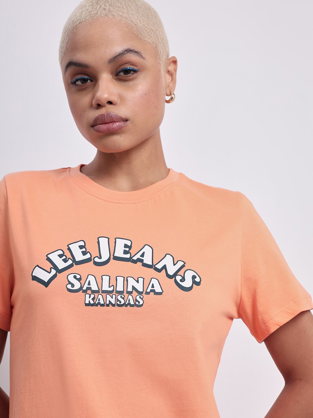 

Lee Typographic Printed Pure Cotton T-shirt, Orange