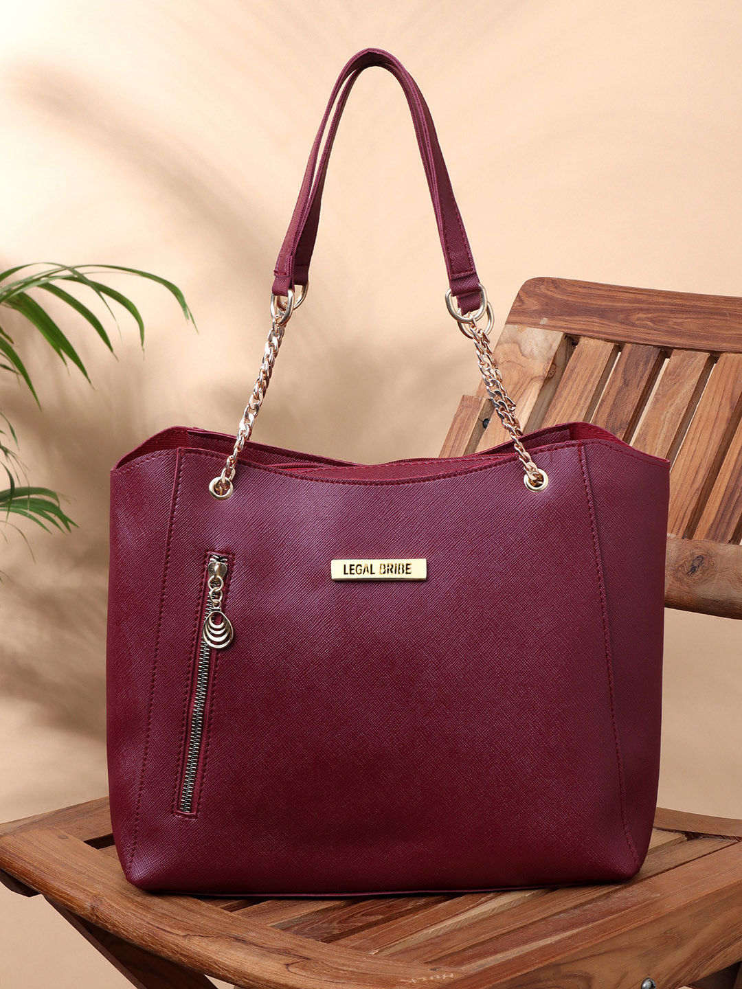 

LEGAL BRIBE Textured Shoulder Bag, Maroon