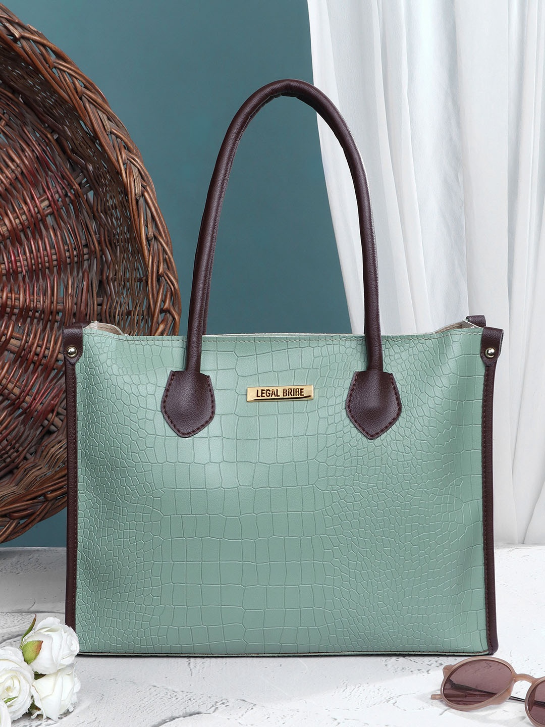 

LEGAL BRIBE PU Oversized Shoulder Bag, Green