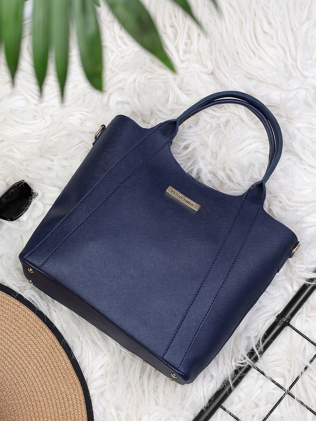 

LEGAL BRIBE Textured Structured Handheld Bag, Blue