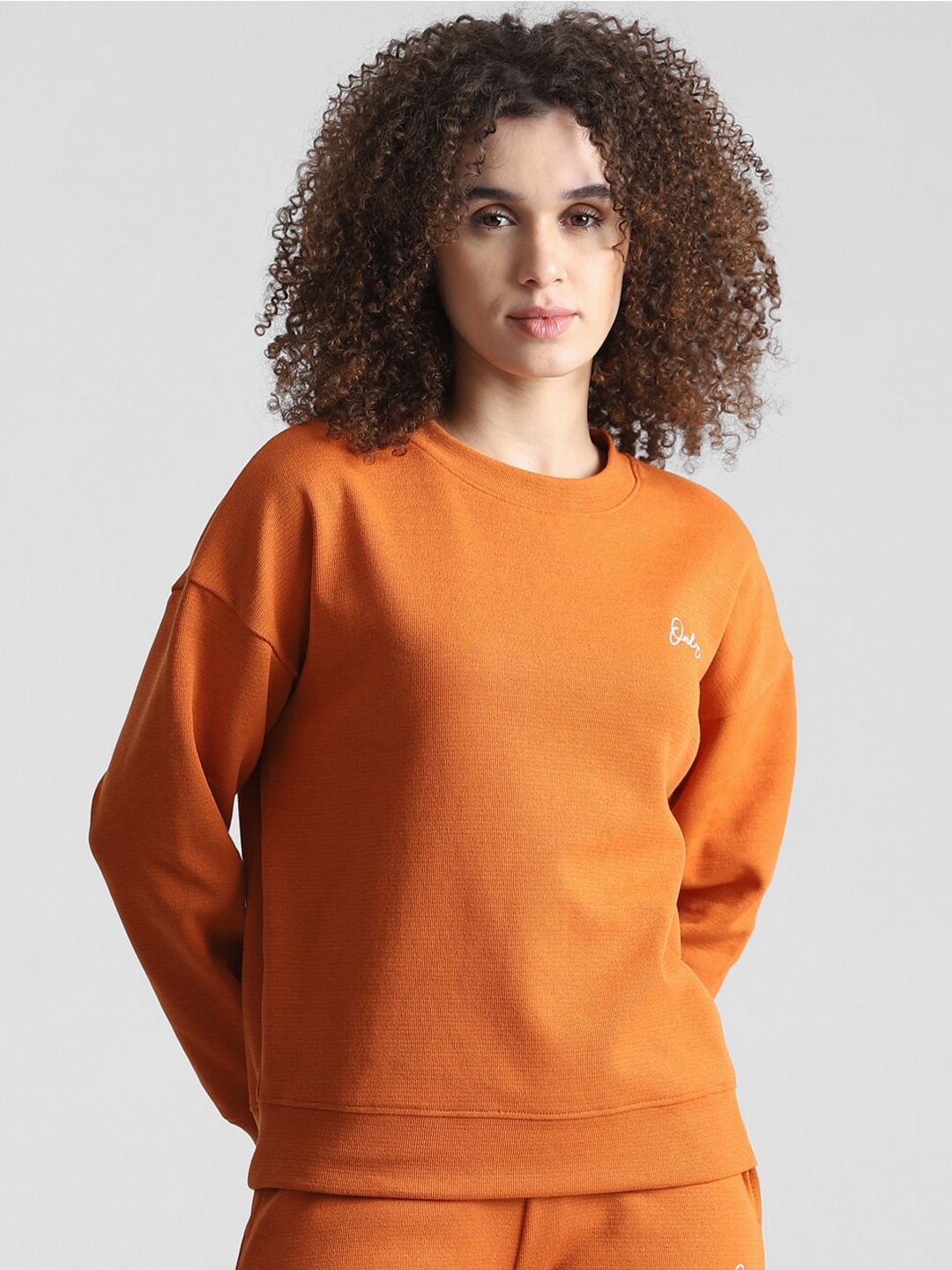 

ONLY Round Neck Pullover Sweatshirt, Orange