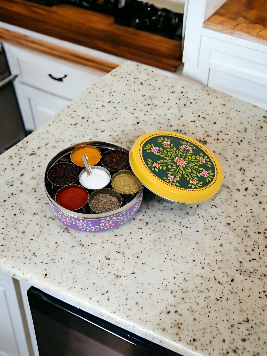 

THE COCOTIER Purple Stainless Steel Hand-Painted All-In-One Spice Box