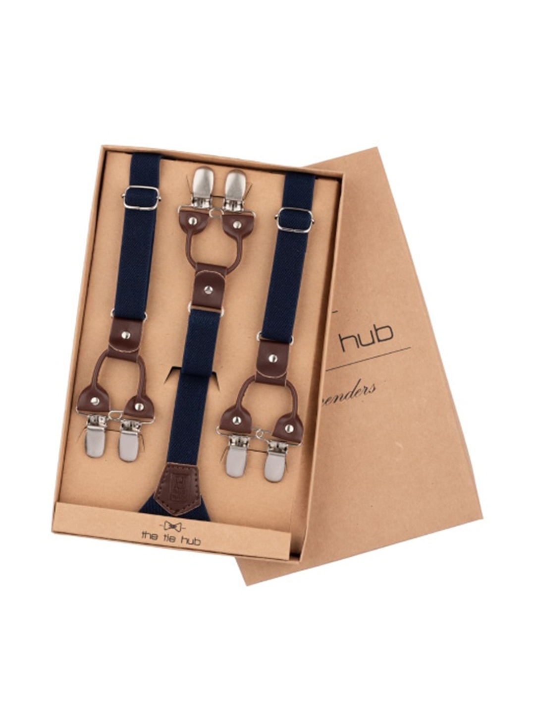 

The Tie Hub Men Y Back Slim Suspender, Navy blue
