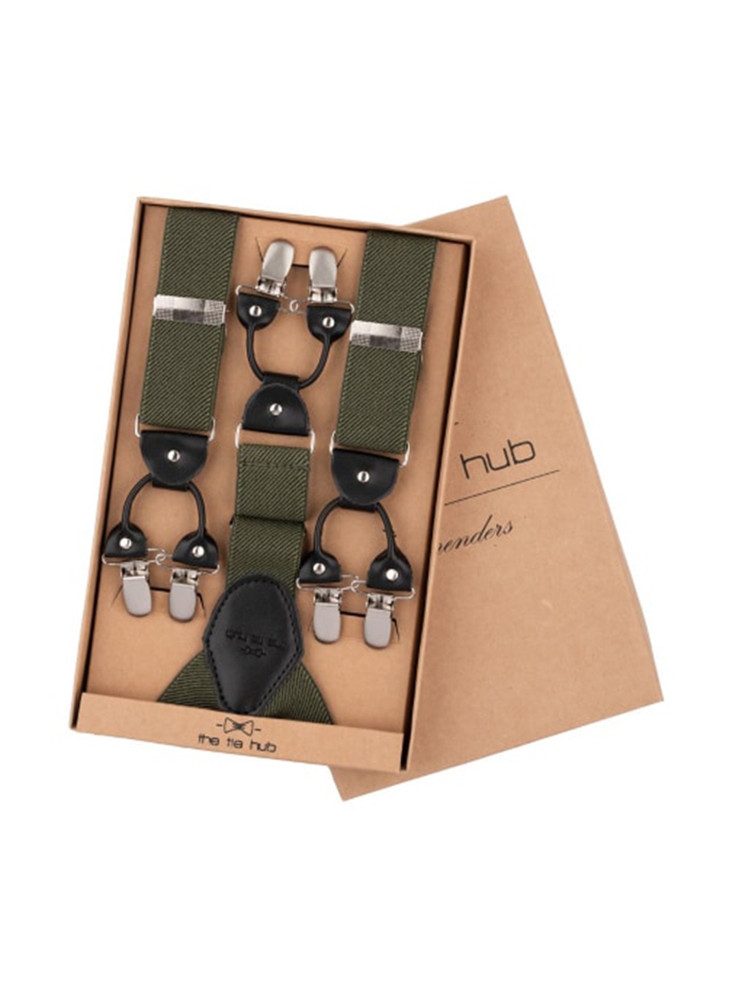 

The Tie Hub Men Premium Quality Clip on Suspender, Olive