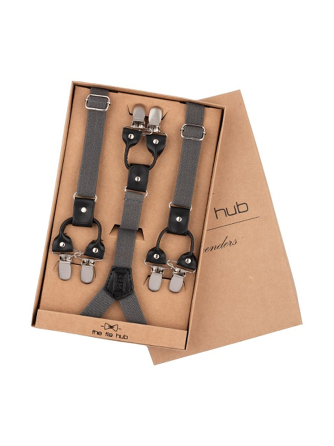 

The Tie Hub Men Y Back Slim Suspender, Grey