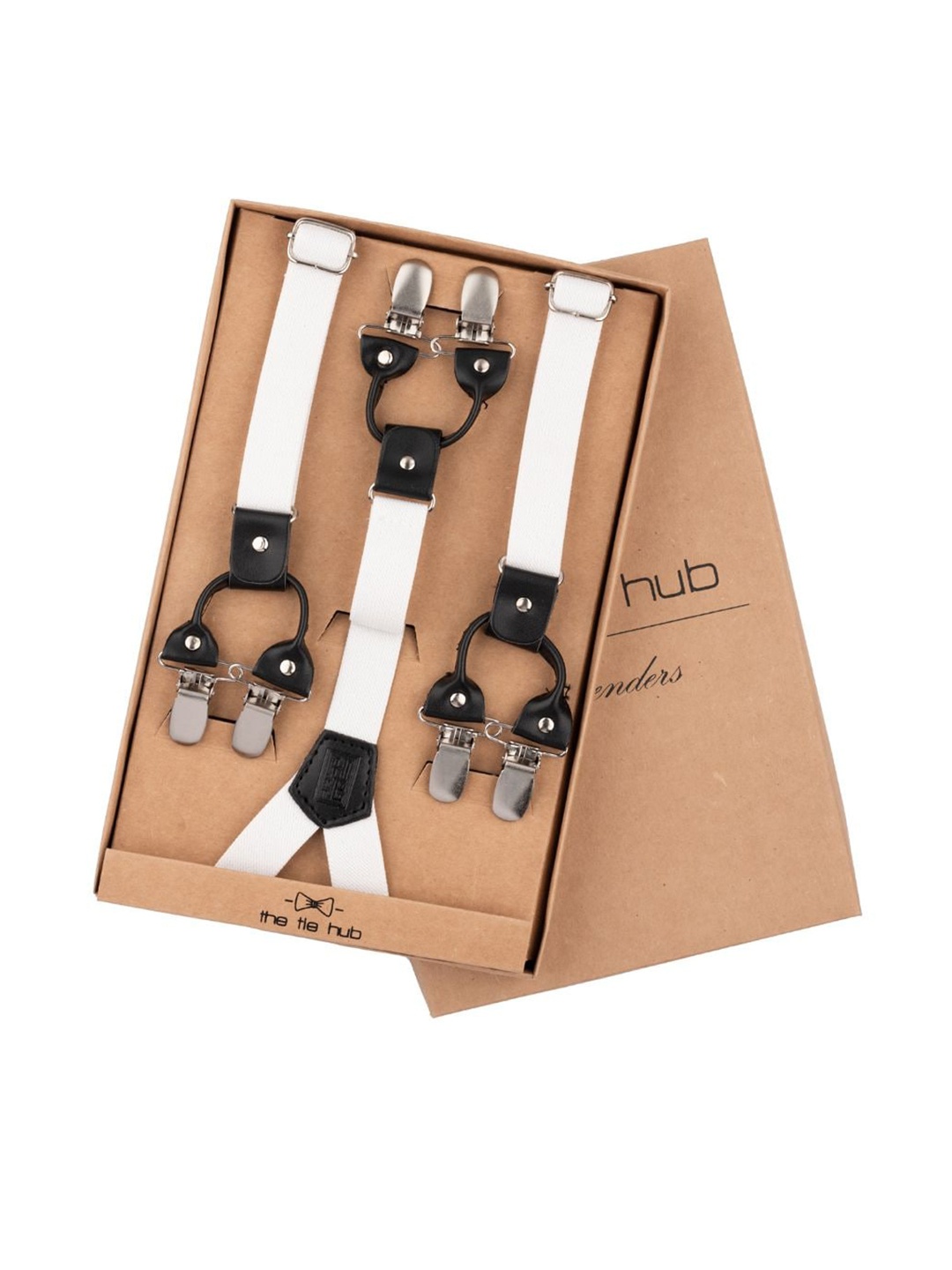 

The Tie Hub Men Y Back Slim Suspender, White