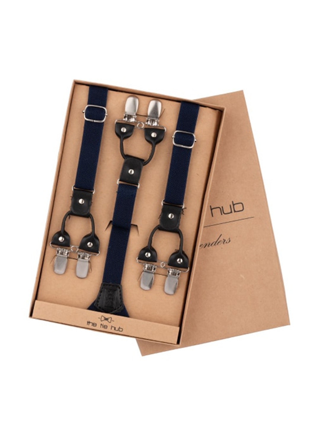 

The Tie Hub Y Back Slim Suspender, Navy blue