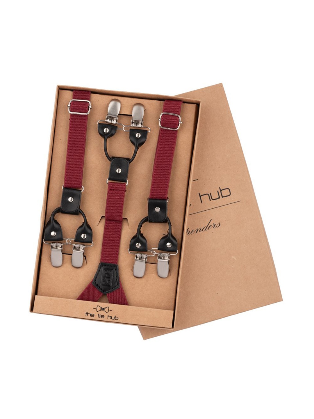 

The Tie Hub Men Y Back Slim Suspender, Burgundy