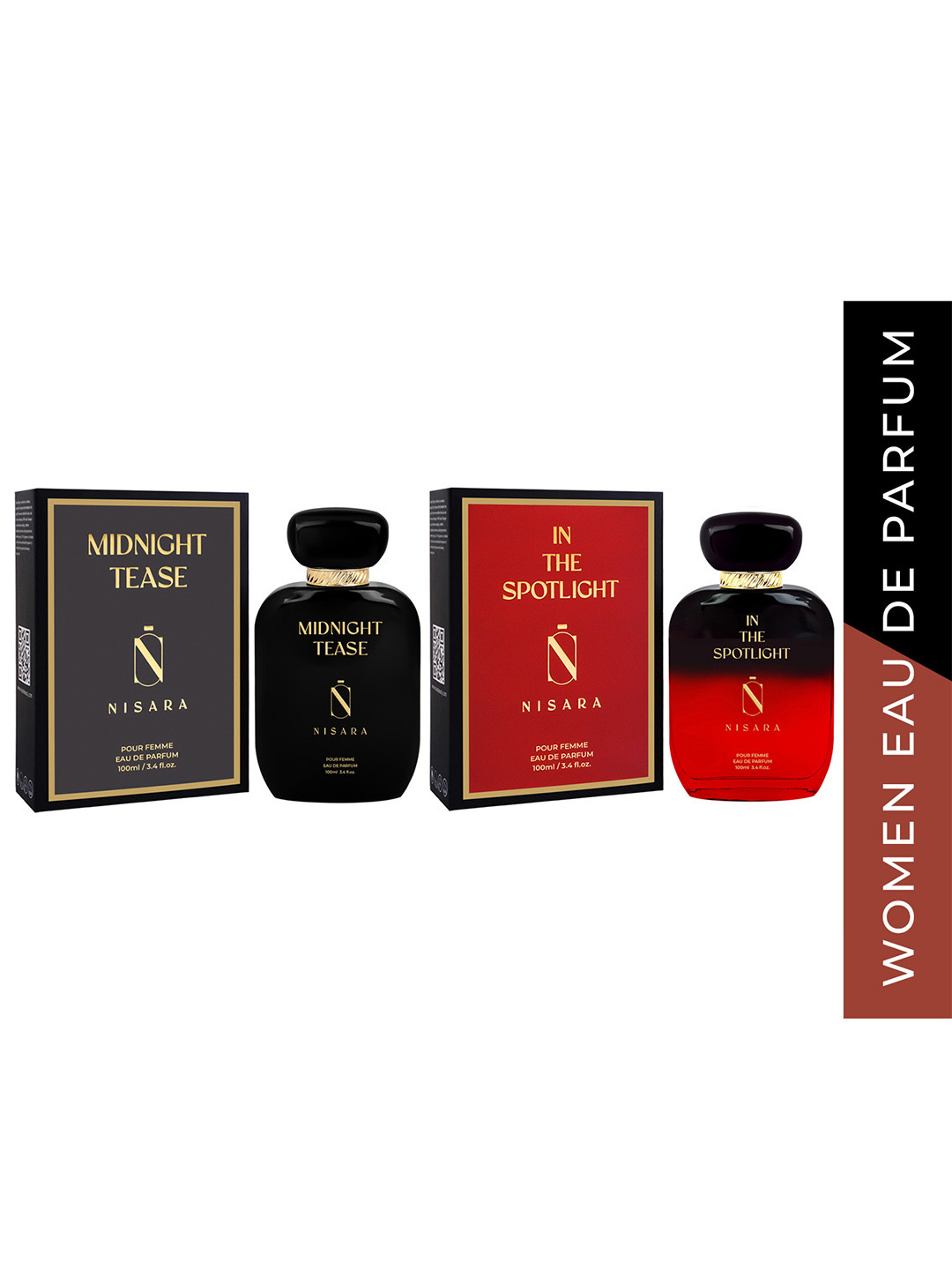 

Nisara Women 2Pcs In The Spotlight & Midnight Tease Eau De Perfume - 100ml Each, Transparent
