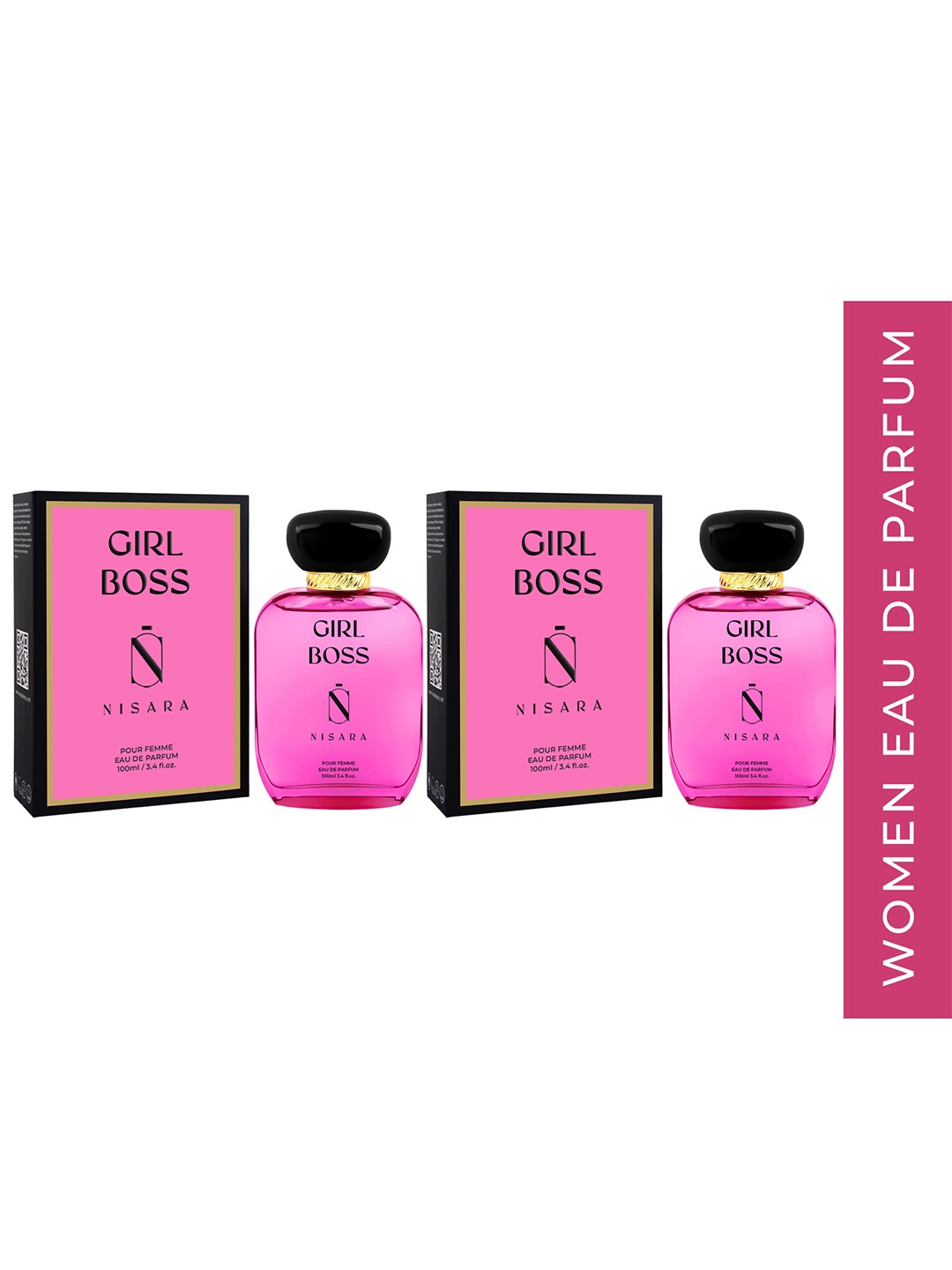 

NISARA Set of 2 Girl Boss Long Lasting Eau De Parfum - 100 ml each, Pink