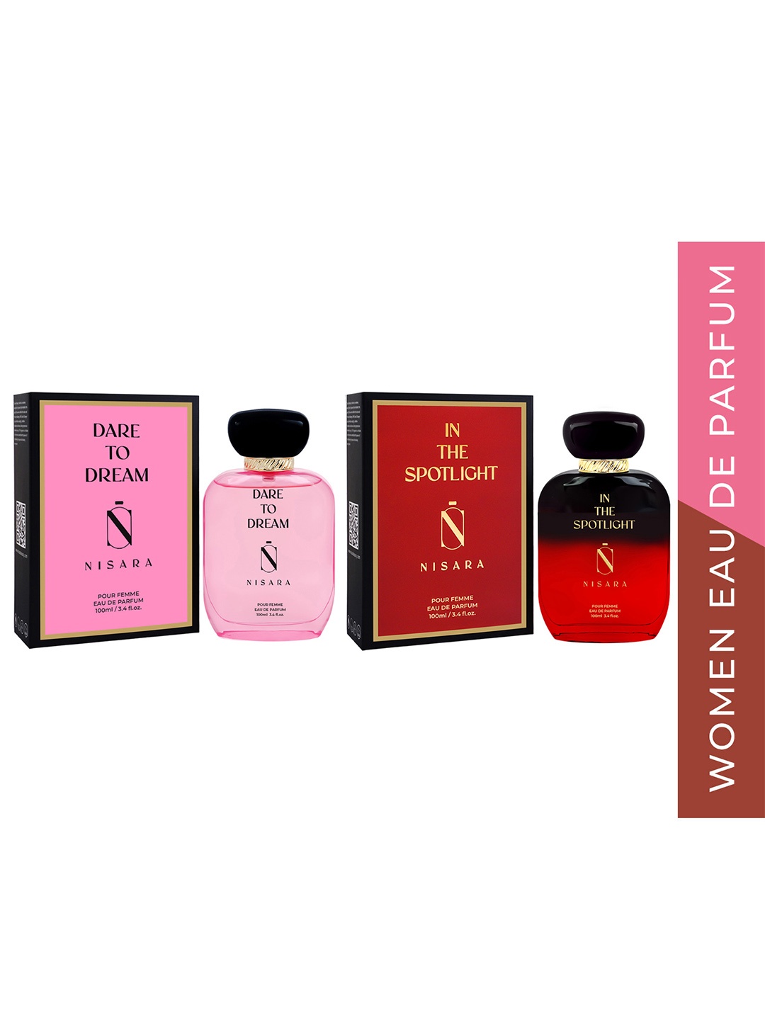 

NISARA Women Set of Dare To Dream & In The Spotlight Eau De Parfum - 100 ml each, Pink