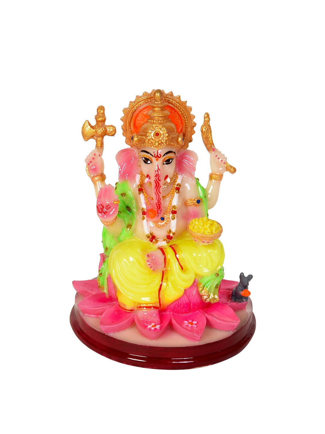 

Gifts N Greetings Pink & Yellow Printed Ganesh Figurine Showpiece