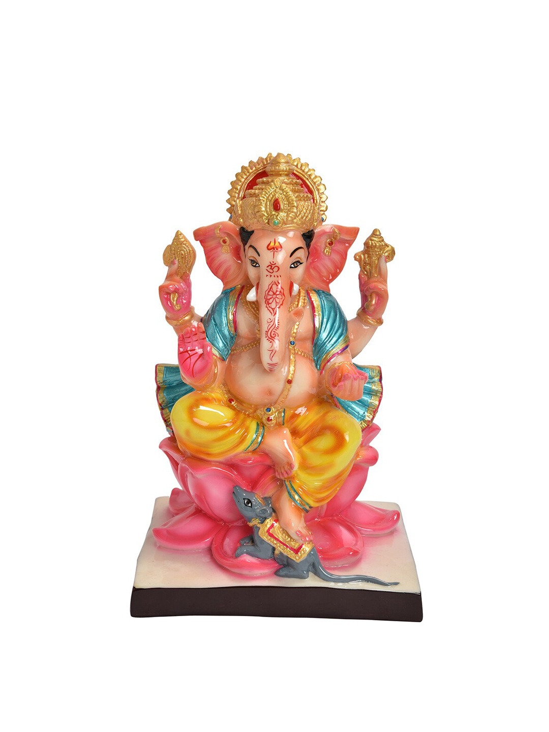

Gifts N Greetings Pink & Yellow Printed Ganesh Polyresin Idol Showpiece