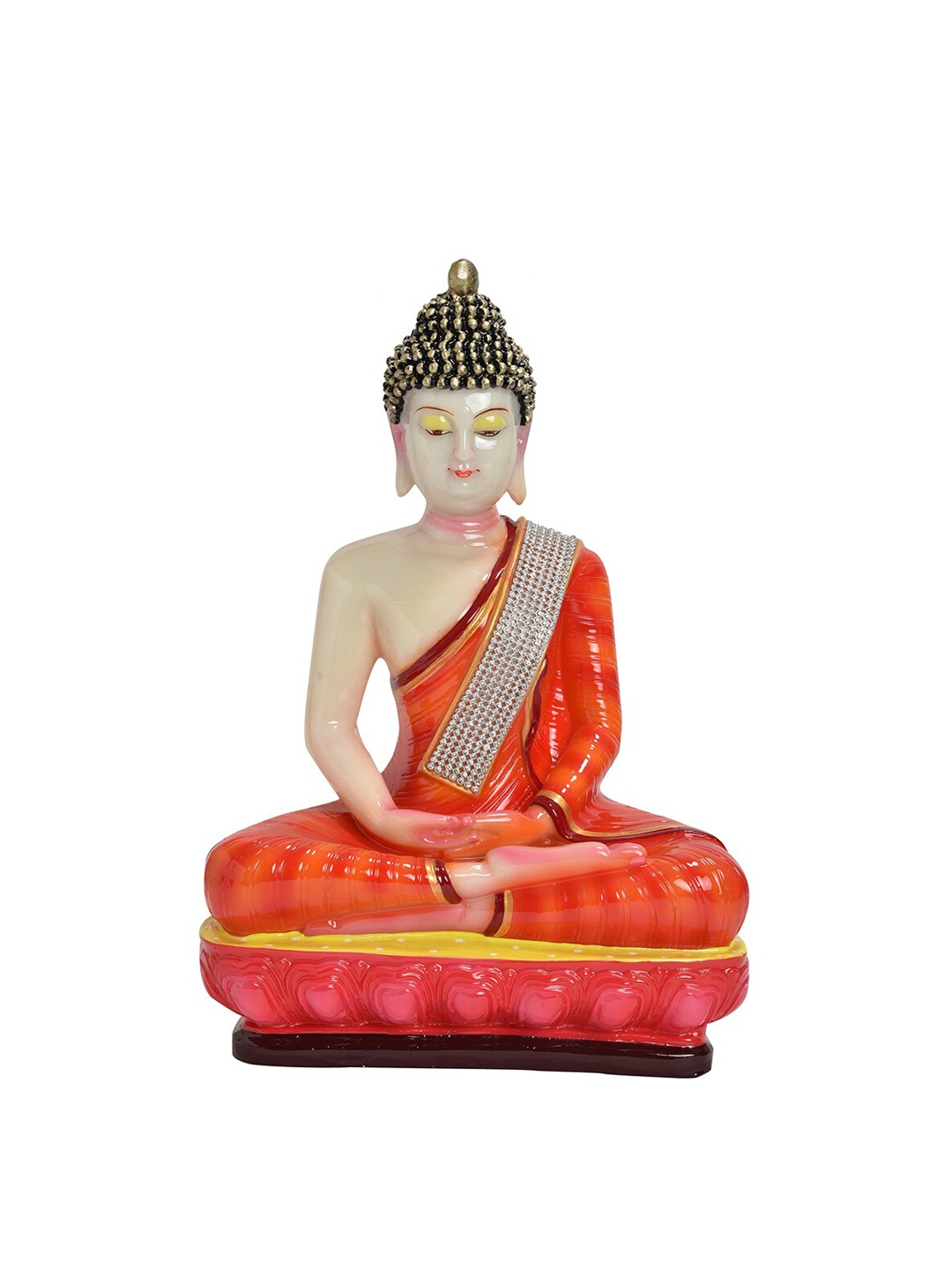 

Gifts N Greetings Orange & White Embellished Small Buddha Polyresin Idol Showpiece