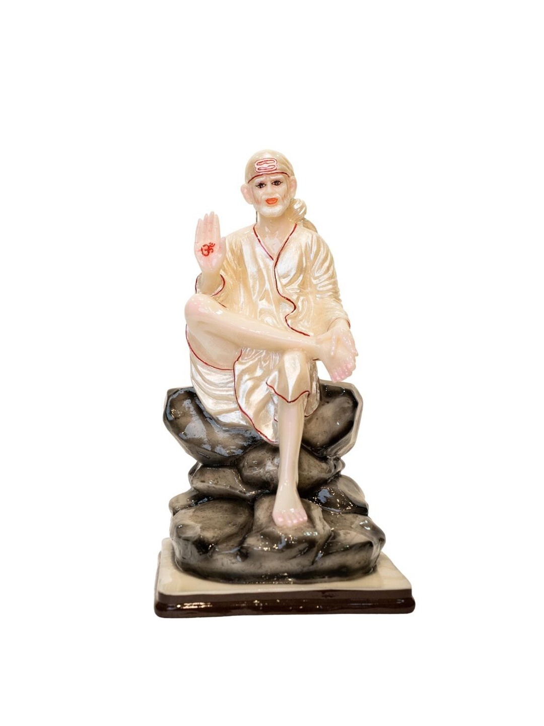 

Gifts N Greetings White & Maroon Textured Baba Idol Medium Showpiece