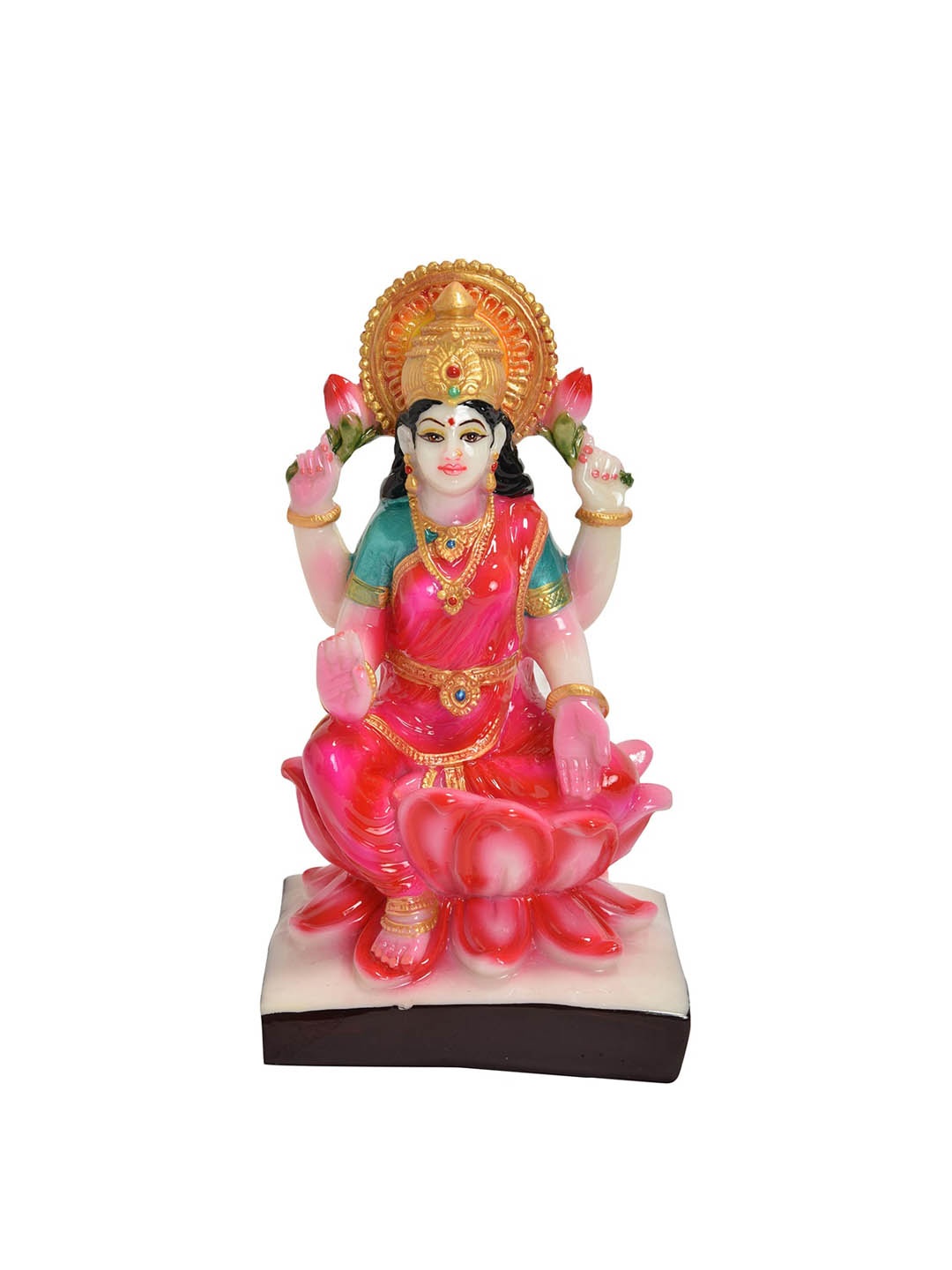 

Gifts N Greetings Gold Toned & Pink Textured Laxmi Small Idol Showpiece, White