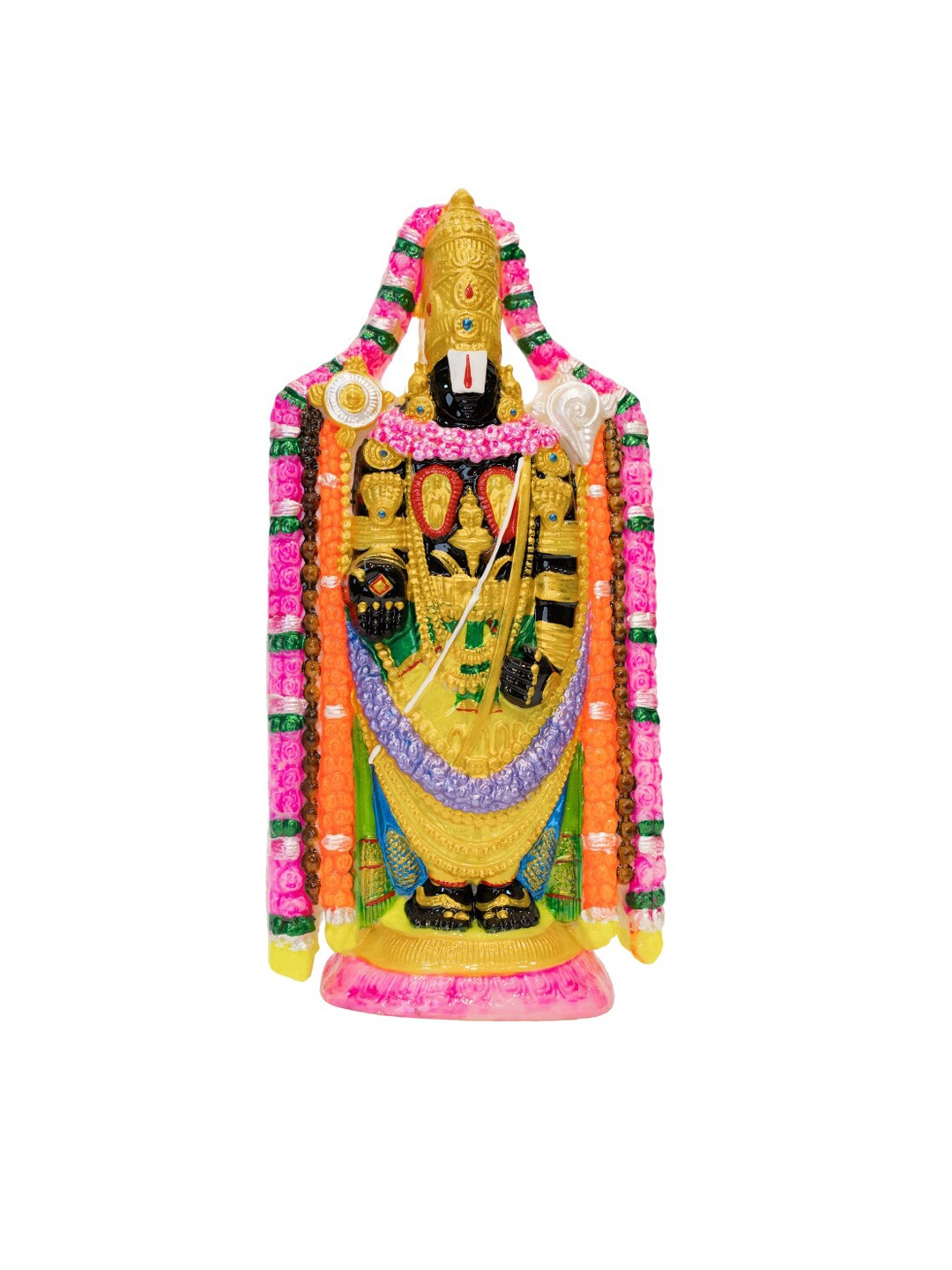 

Gifts N Greetings Golden & Pink Printed Tirupati Balaji Ganesh Idol Showpiece, Gold
