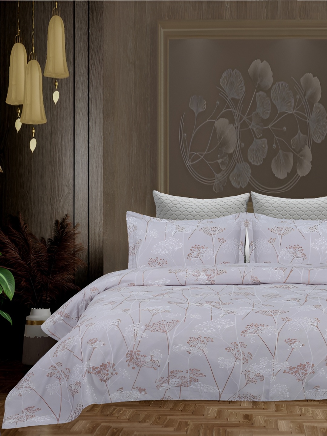 

Chann Studio Grey Floral 300 TC Queen Bedsheet With 2 Pillow Covers
