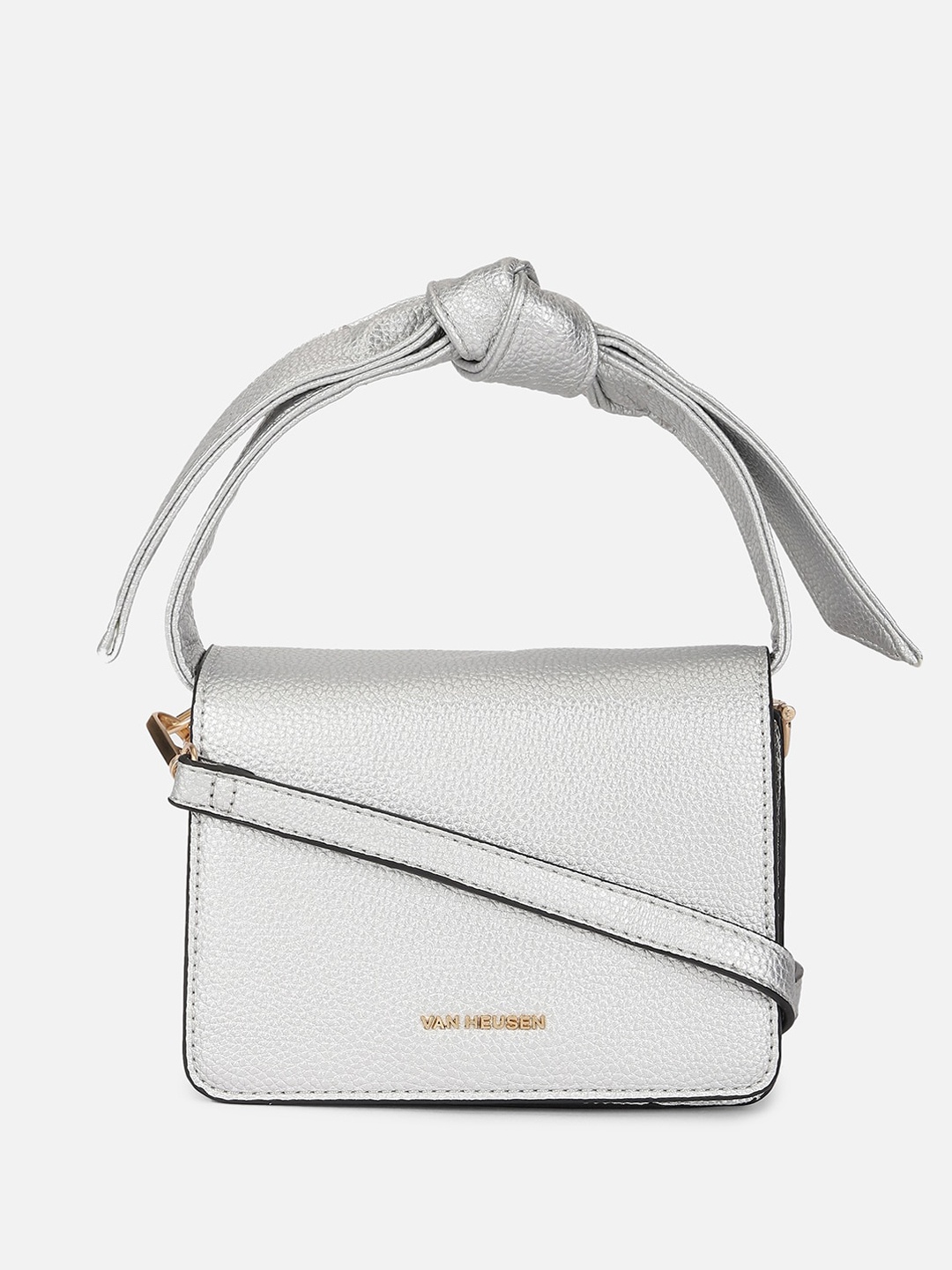 

Van Heusen Leather Structured Sling Bag With Embellished Detail, Grey