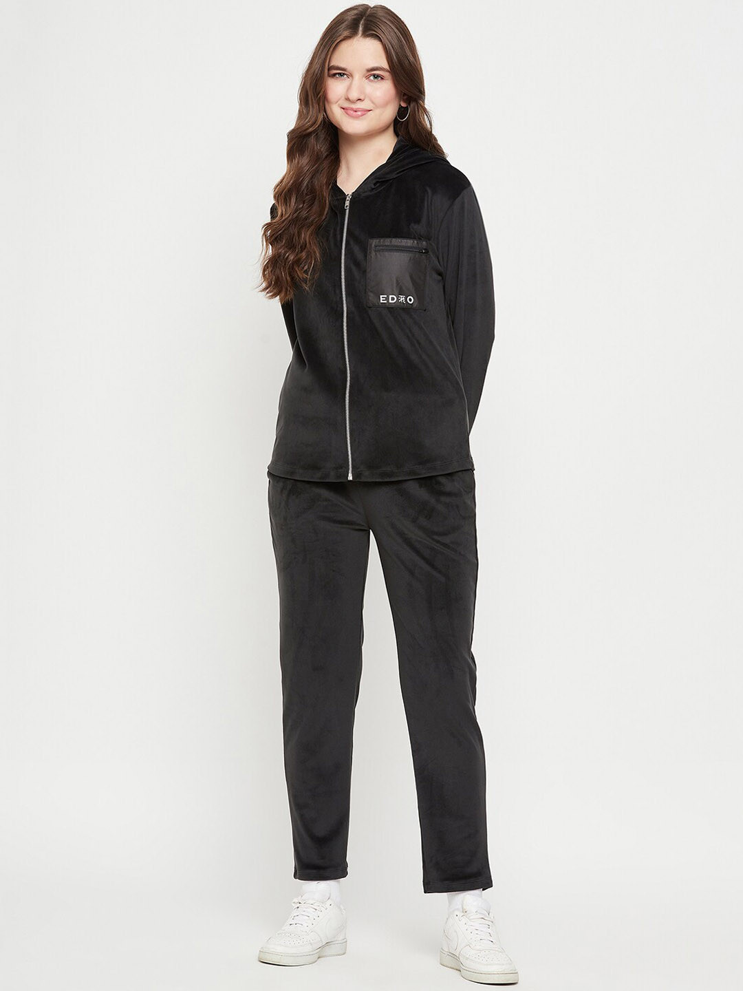 

EDRIO Long Sleeves Hood Sweatshirt & Trouser, Black