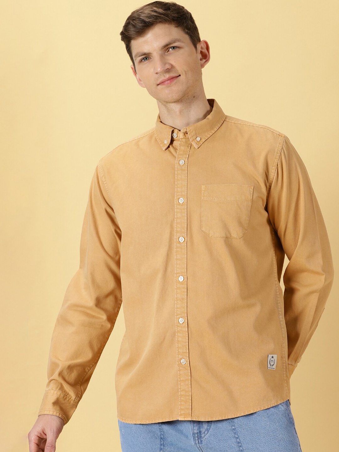 

Thomas Scott Premium Button Down Collar Slim Fit Pure Cotton Shirt, Mustard