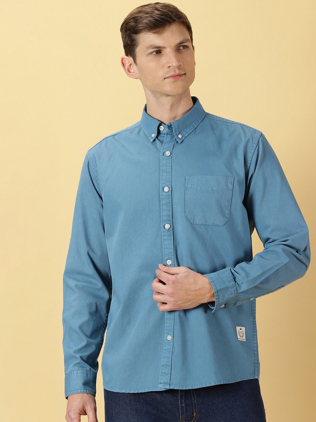 

Thomas Scott Premium Slim Fit Button-Down Collar Twill Casual Pure Cotton Shirt, Teal