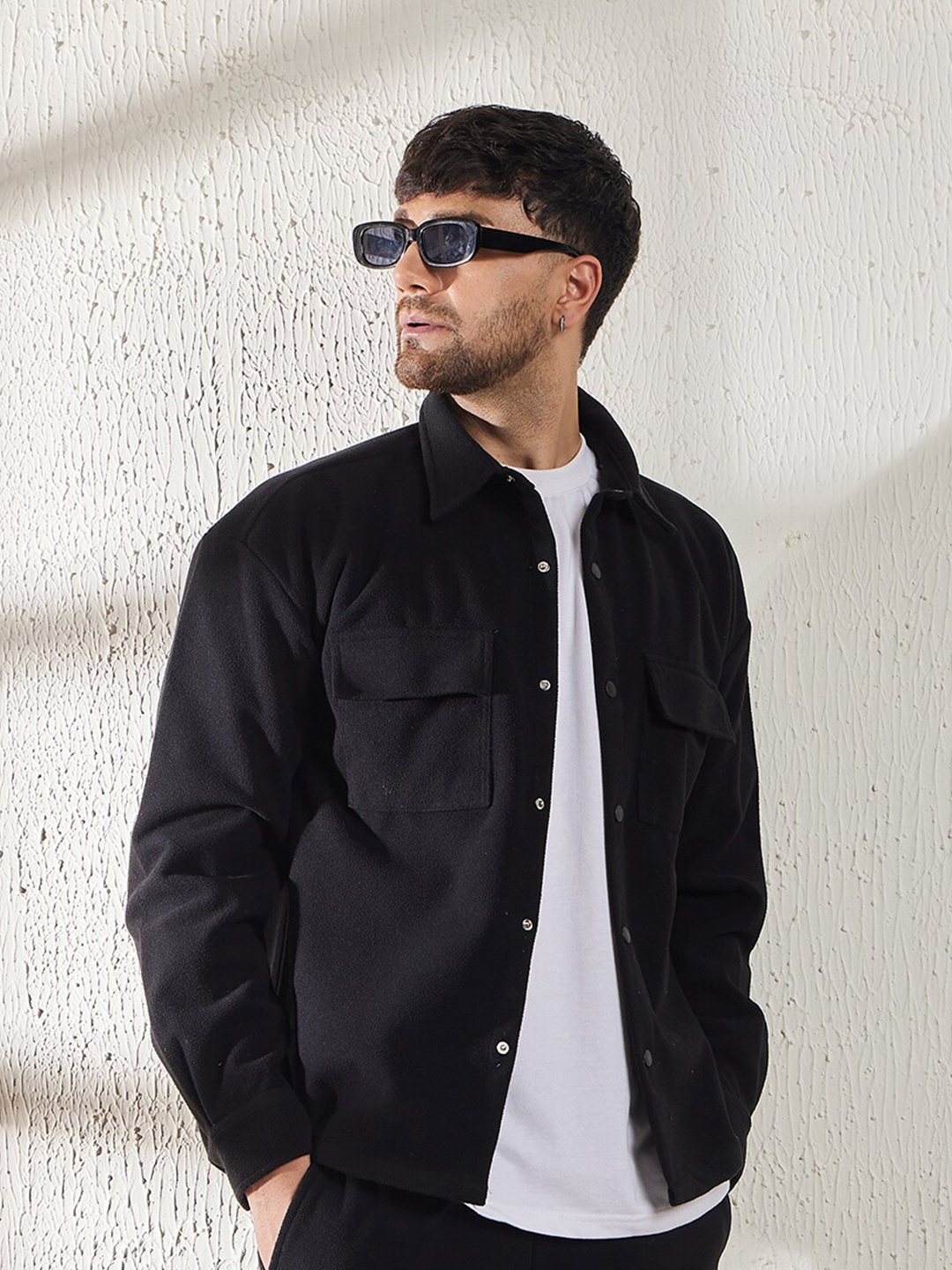 

FUGAZEE Relaxed Oversized Casual Shacket, Black