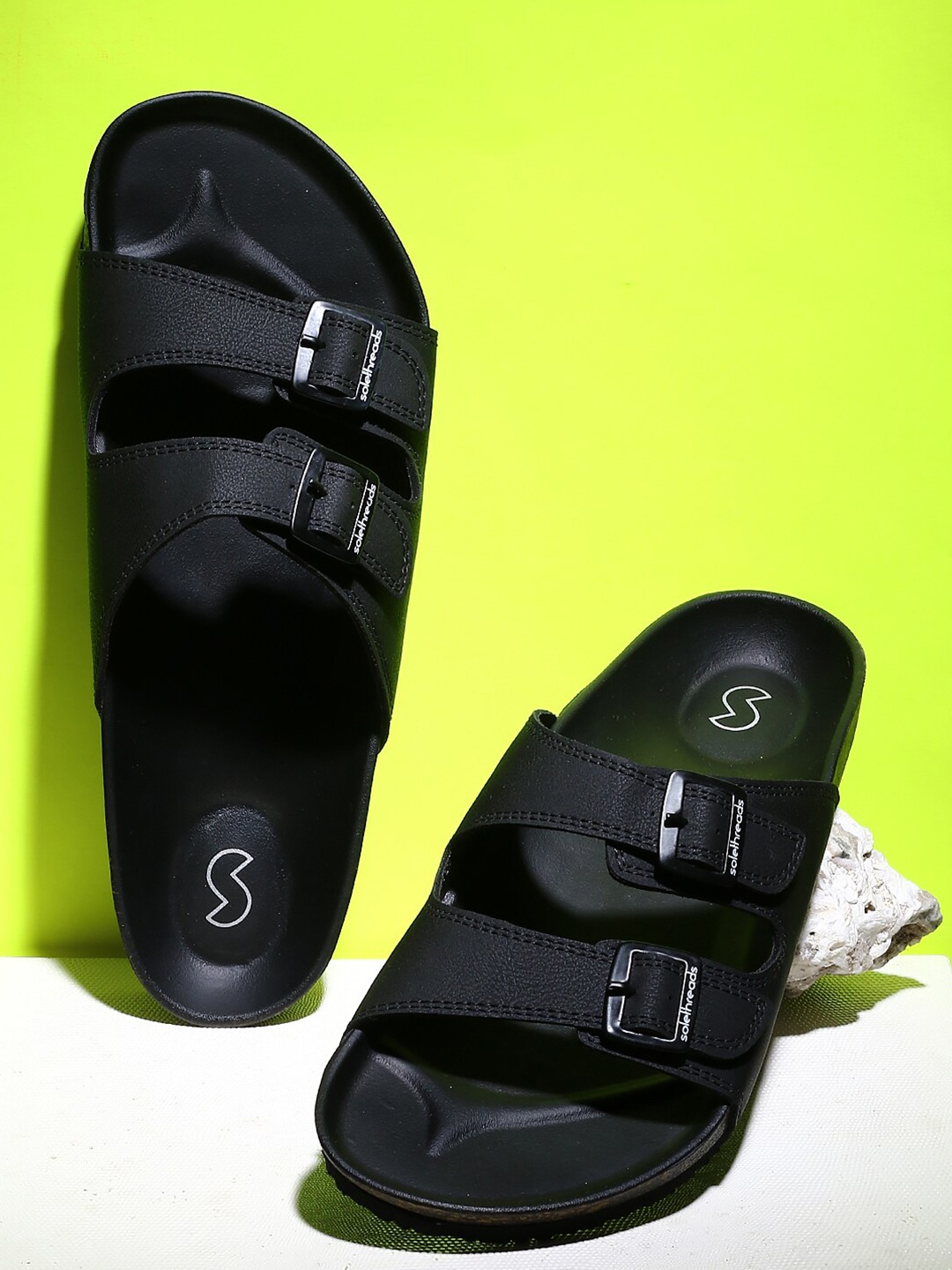

Solethreads Buckle Comfort Sandals, Black