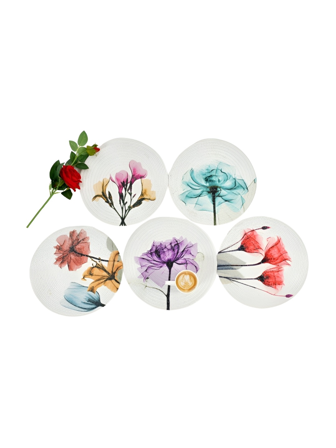 

HOMADORN White & Blue 6 Pcs Ethnic Motifs Printed Table Placemats