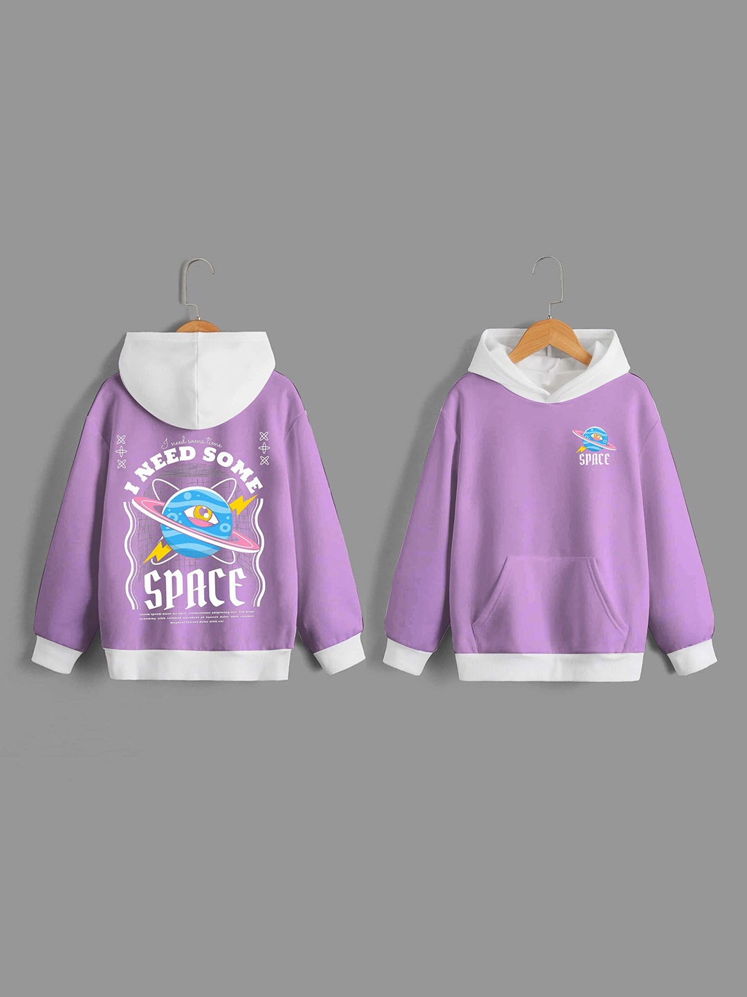 

BAESD Boys Graphic Printed Relaxed Fit Long Sleeves Hooded Fleece Pullover, Lavender