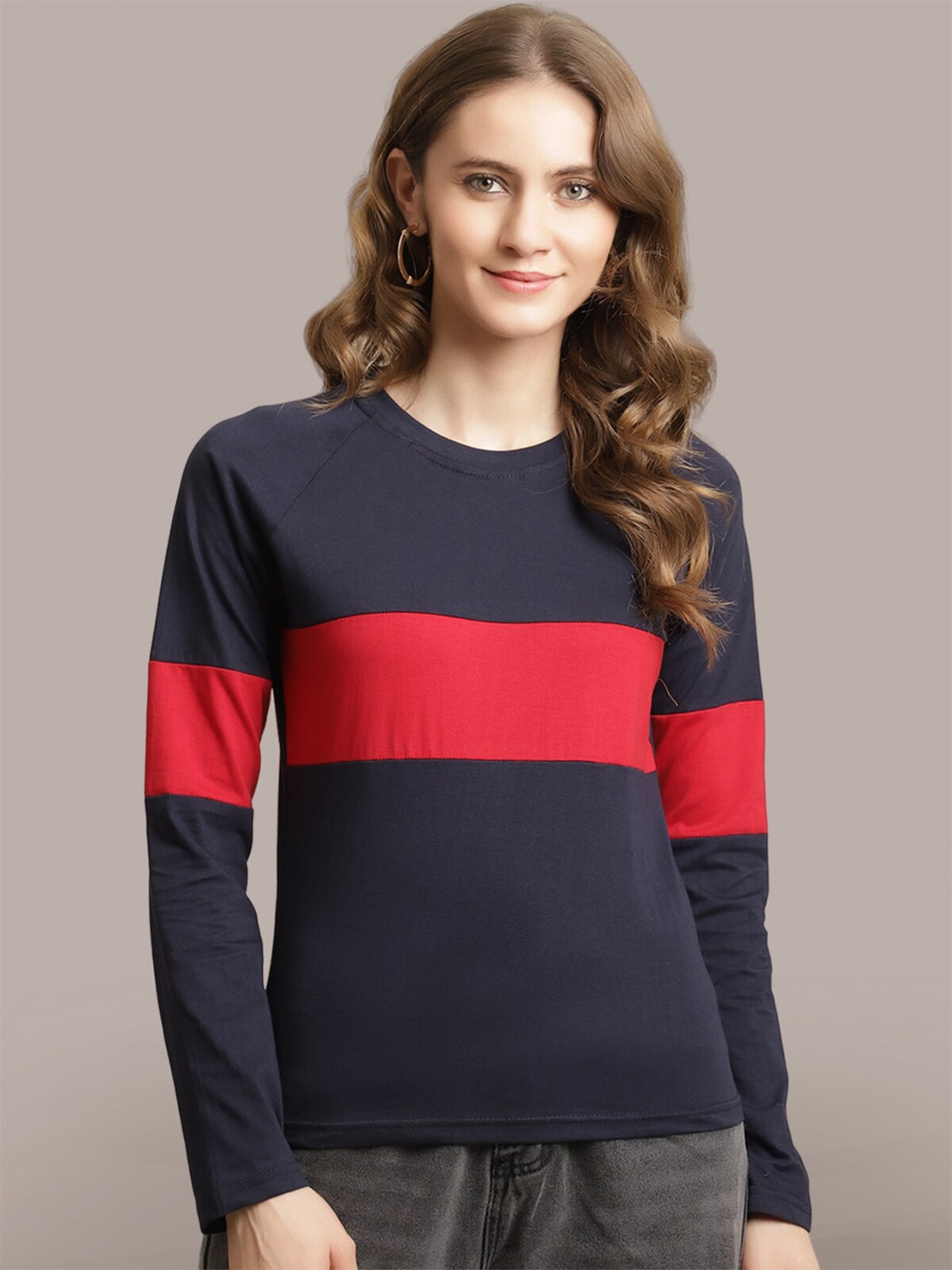 

BAESD Colourblocked Cotton T-shirt, Navy blue
