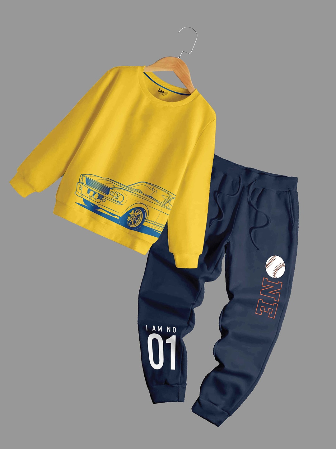 

BAESD Boys Printed T-shirt With Trousers, Yellow