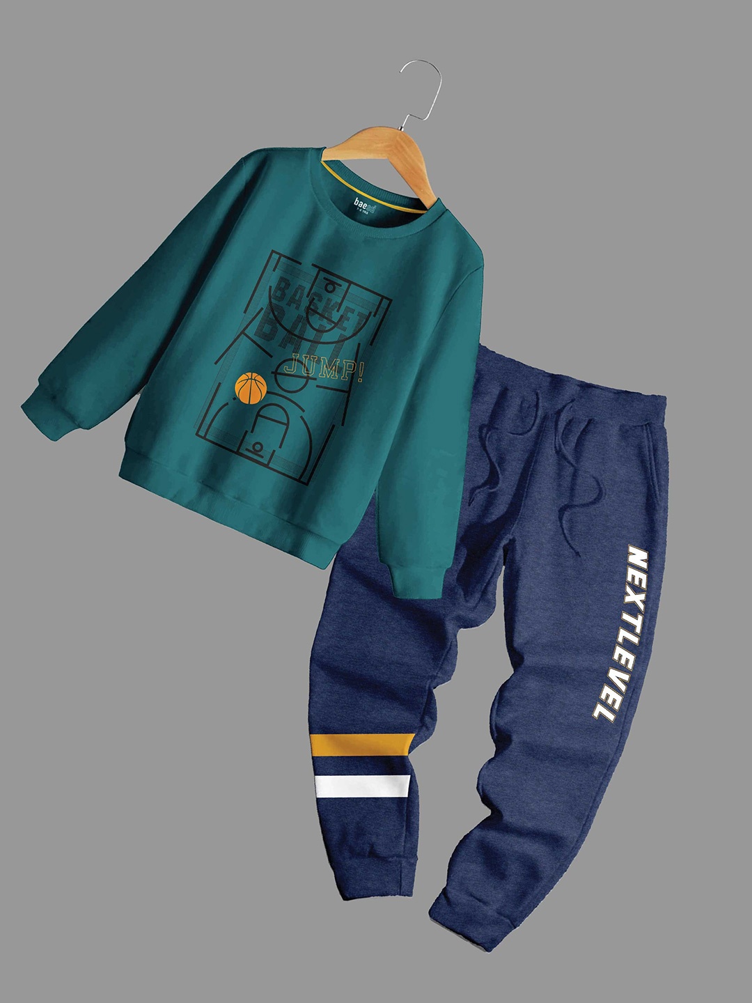 

BAESD Boys Printed Pure Cotton Sweatshirt With Joggers, Green