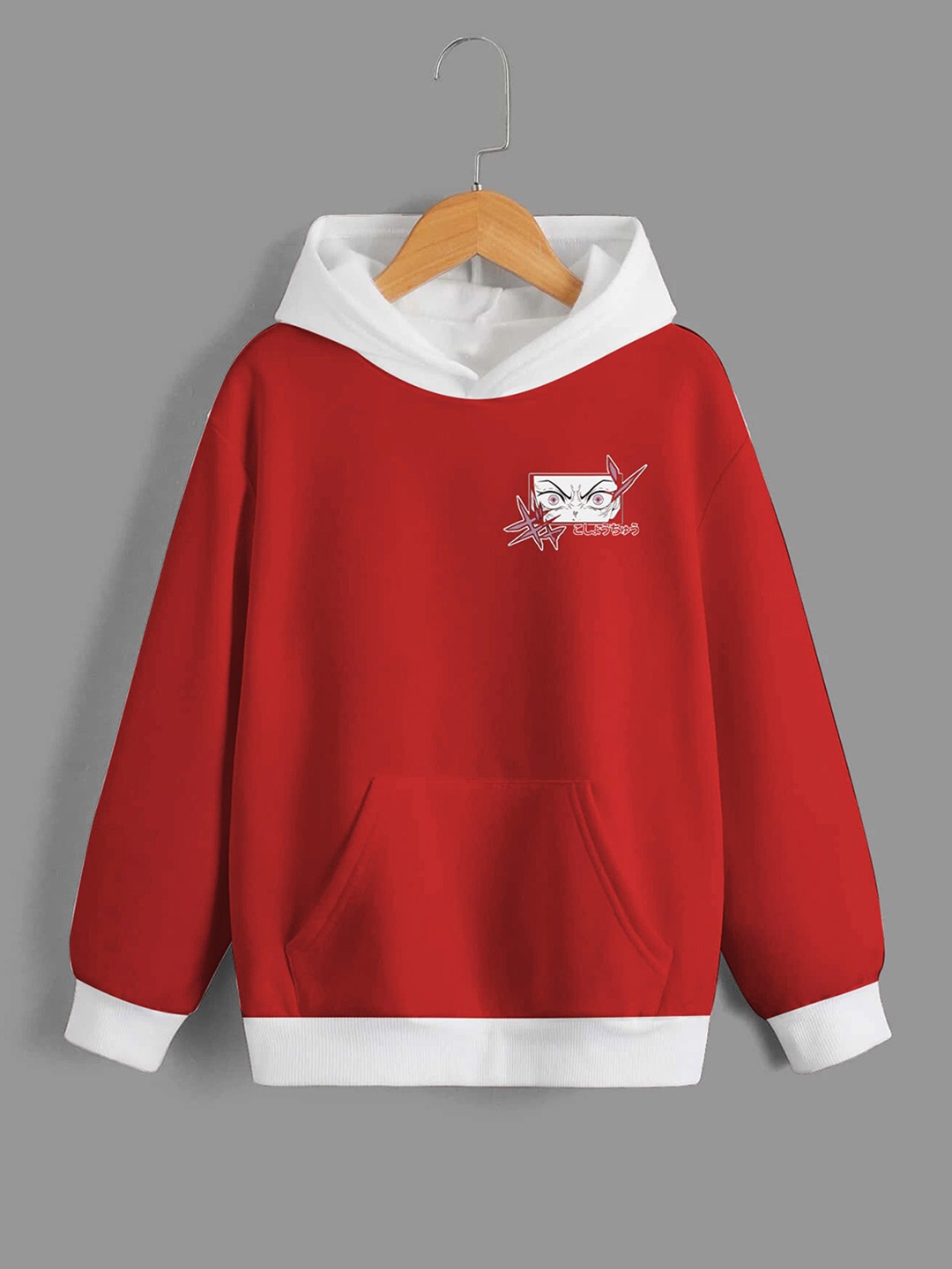 

BAESD Boys Demon Slayer Printed Fleece Dagcros Hood Pullover Sweatshirt, Red