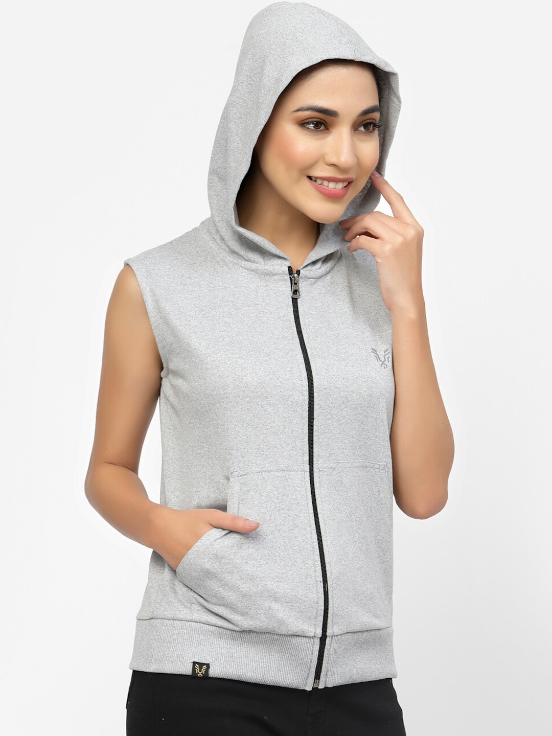

UZARUS Sleeveless Lightweight Hooded Cotton Sporty Jacket, Grey