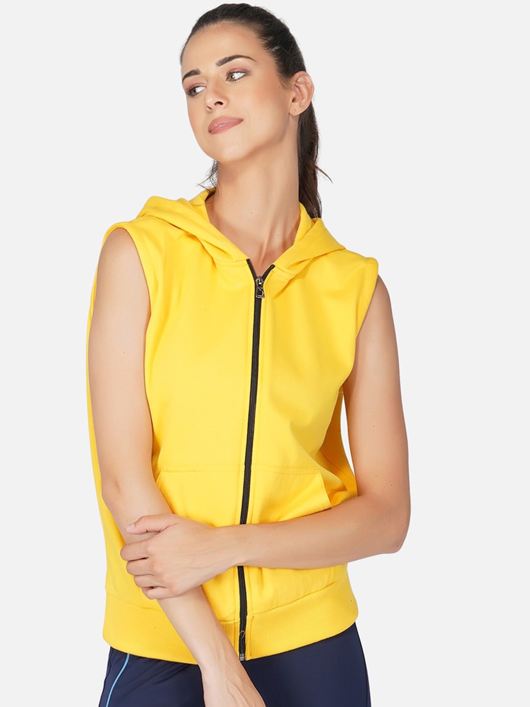 

UZARUS Sleeveless Hooded Lightweight Bomber Jacket, Yellow