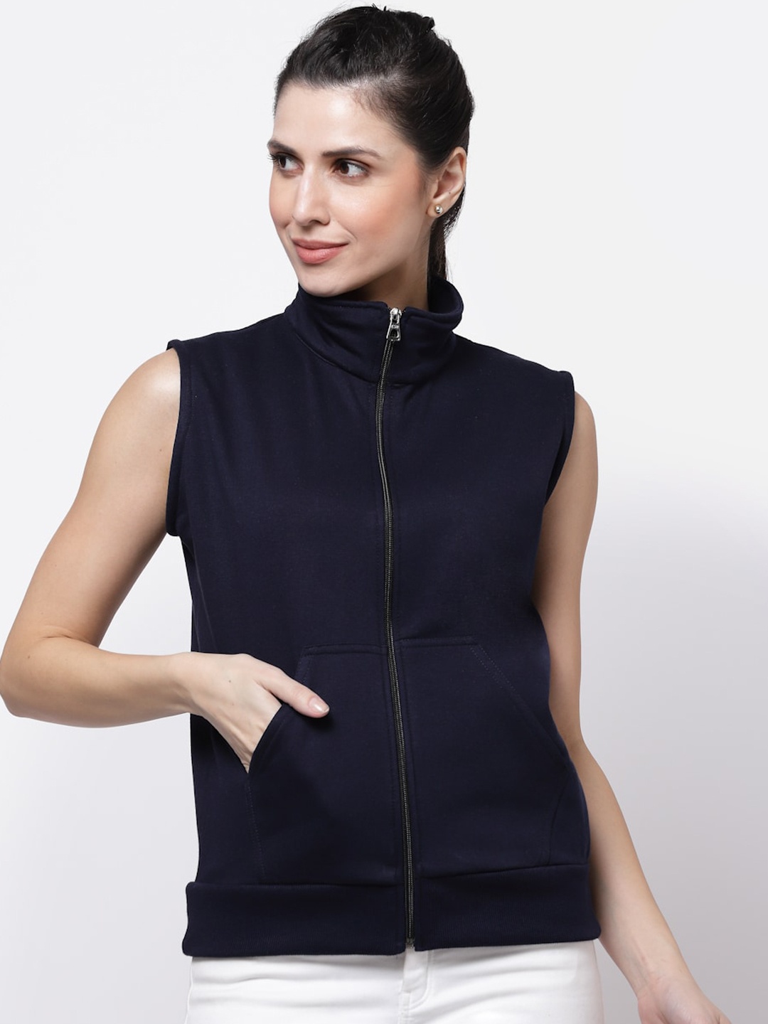 

UZARUS Lightweight Sleeveless Cotton Sporty Jacket, Navy blue