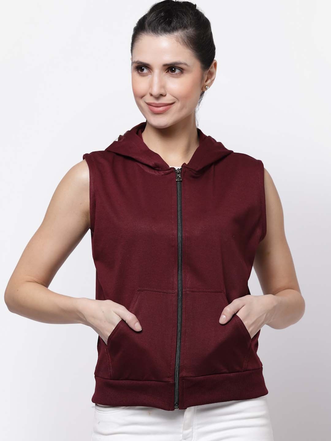 

UZARUS Hooded Lightweight Cotton Bomber Jacket, Burgundy