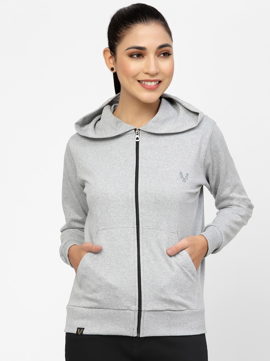 

UZARUS Hooded Front Open Cotton Sweatshirt, Grey