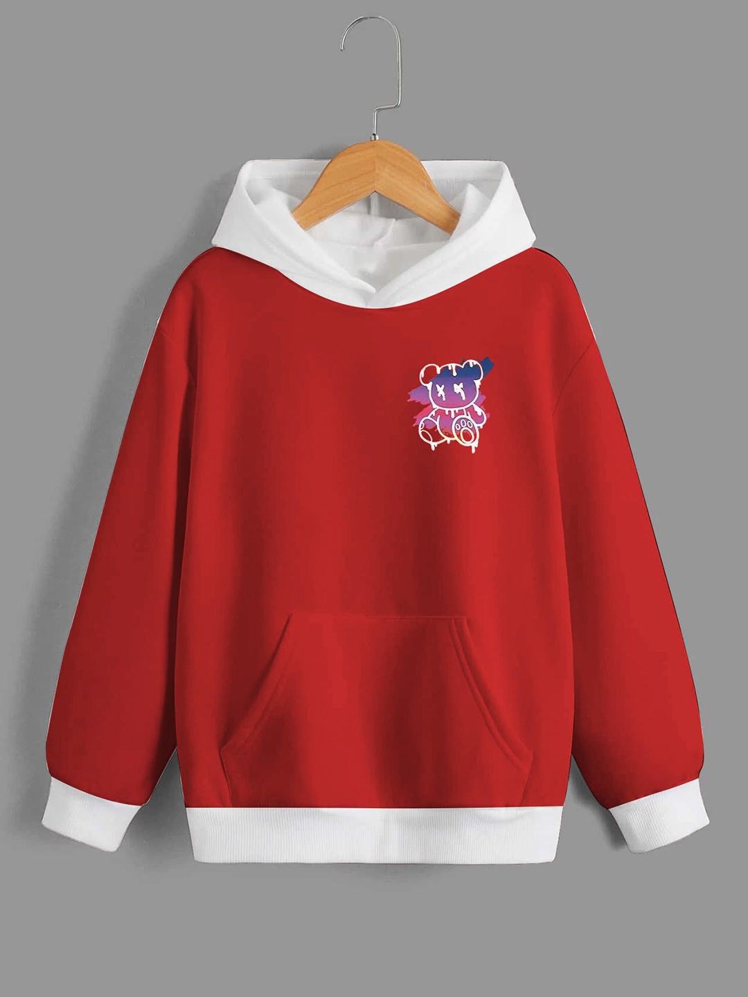 

BAESD Boys Graphic Printed Hooded Relaxed Fleece Pullover Sweatshirt, Red