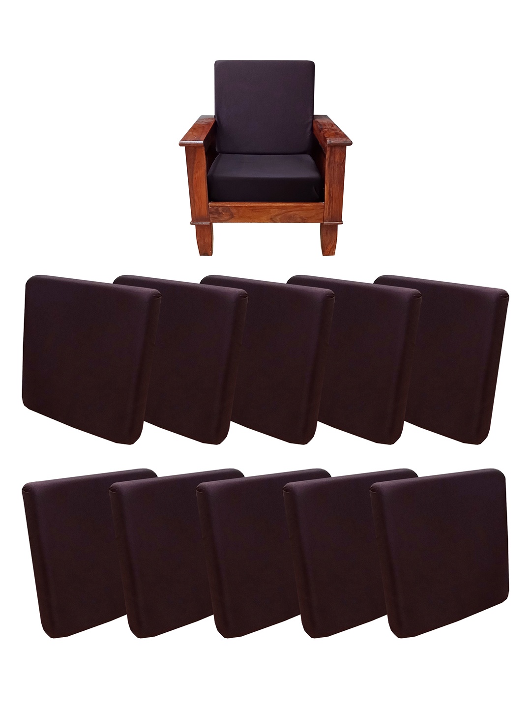 

ohello 10 Pcs Brown Stretchable Elasticated Solid Polyester Sofa Seat Covers