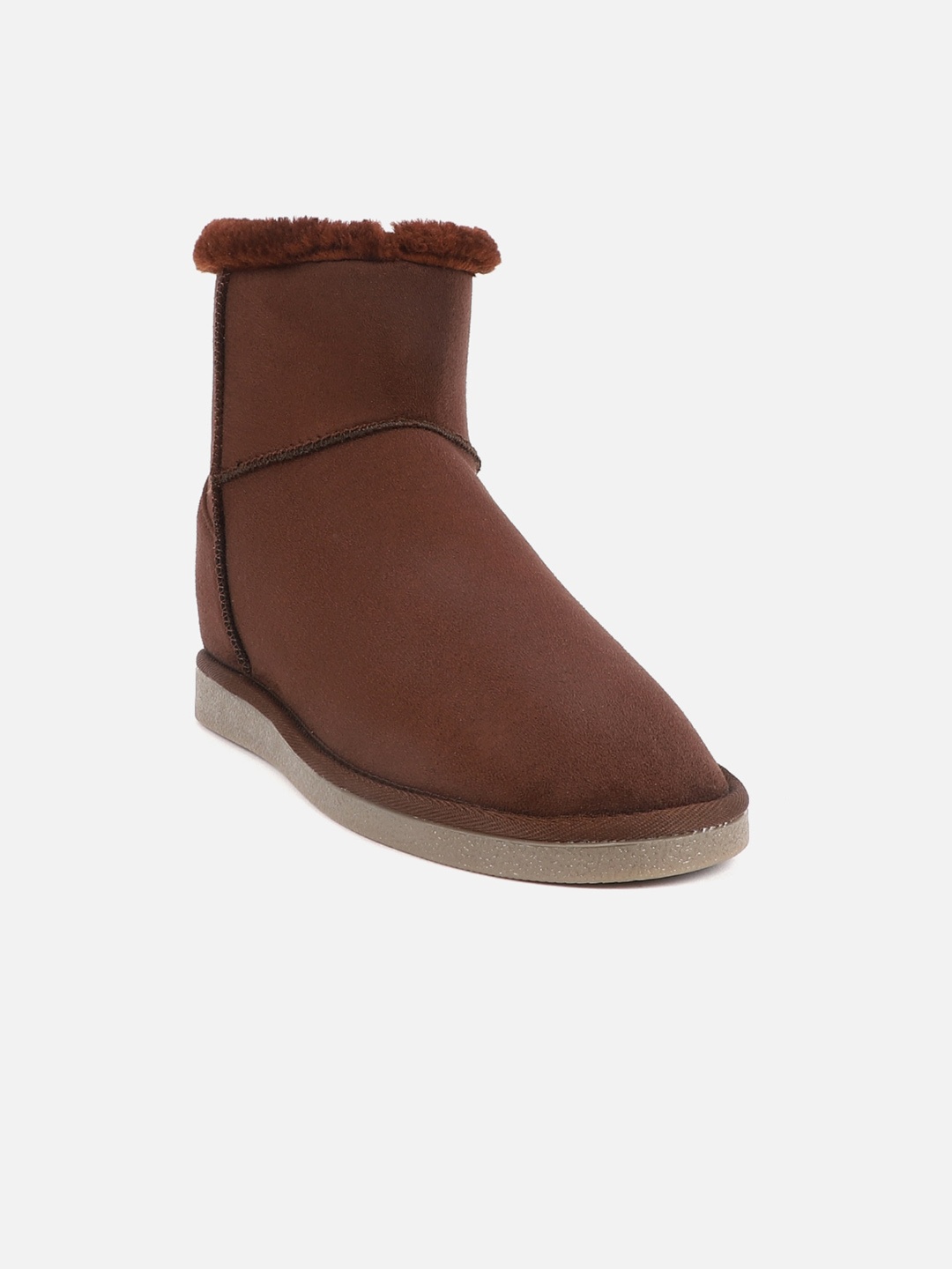 

Carlton London Women Round Toe Mid-Top Winter Boots, Brown
